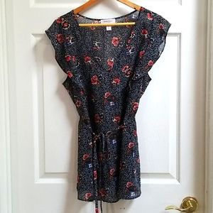 Motherhood Maternity Floral Tank Flutter Sleeves